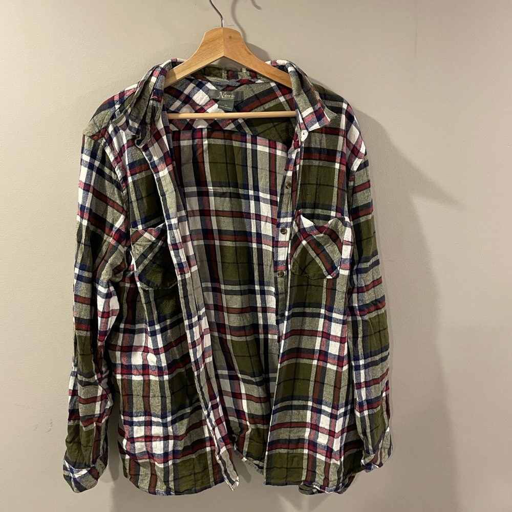Natural 2X Flannel Green, Red, and Blue